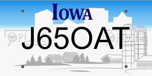 J65OAT Iowa License Plate