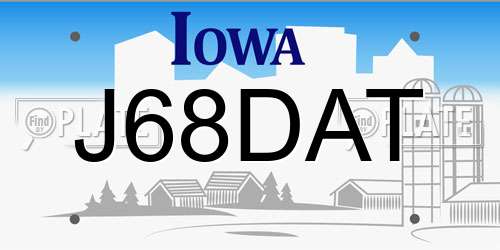 J68DAT Iowa License Plate