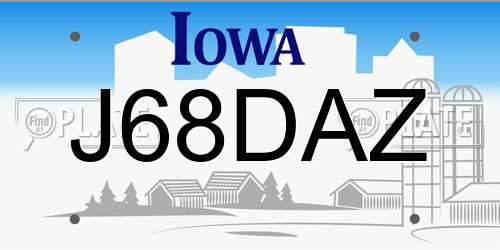 J68DAZ Iowa License Plate