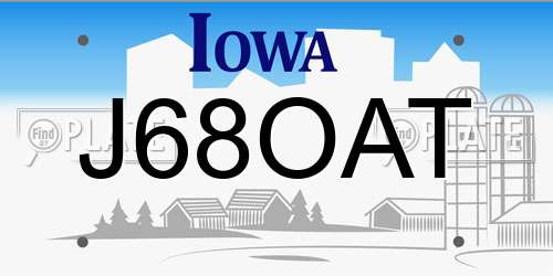 J68OAT Iowa License Plate
