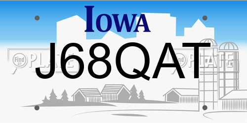 J68QAT Iowa License Plate