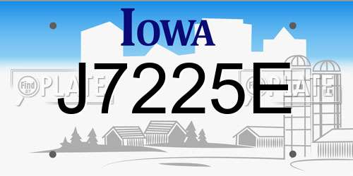 J7225E Iowa License Plate