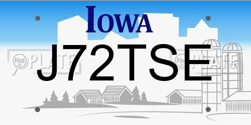 J72TSE Iowa License Plate