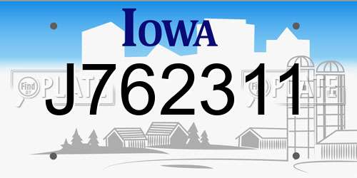 J762311 Iowa License Plate