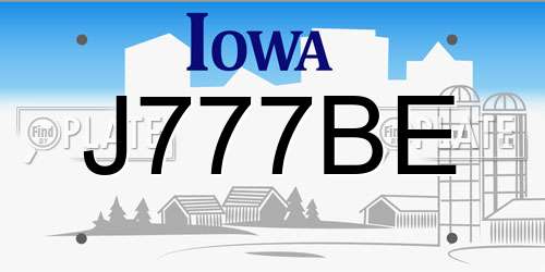 J777BE Iowa License Plate