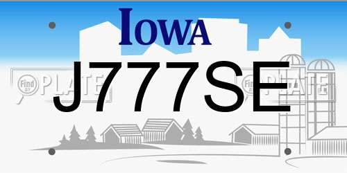 J777SE Iowa License Plate