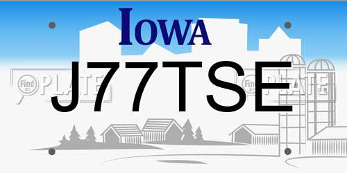 J77TSE Iowa License Plate
