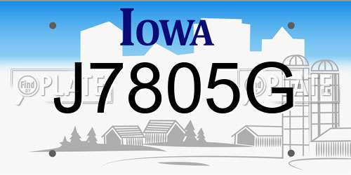 J7805G Iowa License Plate