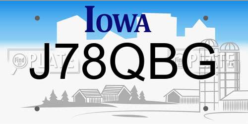 J78QBG Iowa License Plate