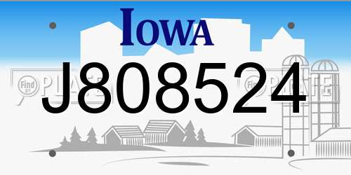 J808524 Iowa License Plate