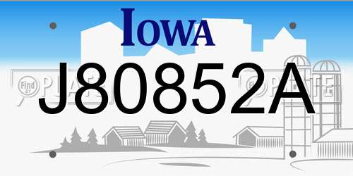 J80852A Iowa License Plate