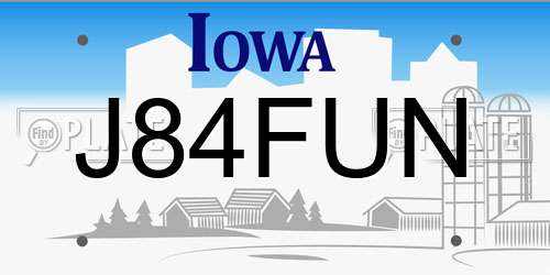 J84FUN Iowa License Plate