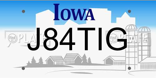 J84TIG Iowa License Plate