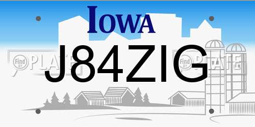 J84ZIG Iowa License Plate