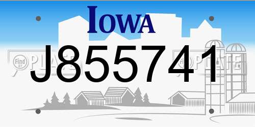 J855741 Iowa License Plate