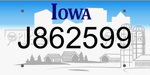 J862599 Iowa License Plate