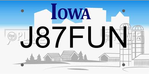 J87FUN Iowa License Plate