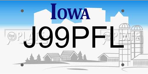 J99PFL Iowa License Plate