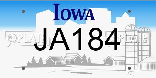JA184 Iowa License Plate