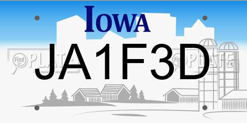 JA1F3D Iowa License Plate