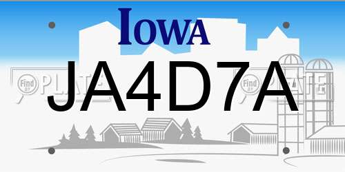 JA4D7A Iowa License Plate