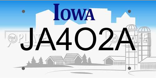 JA4O2A Iowa License Plate