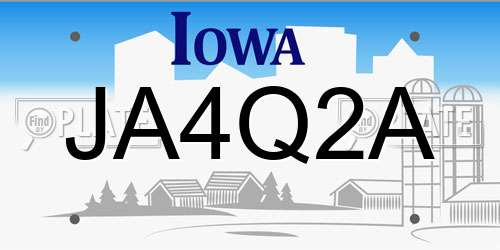 JA4Q2A Iowa License Plate