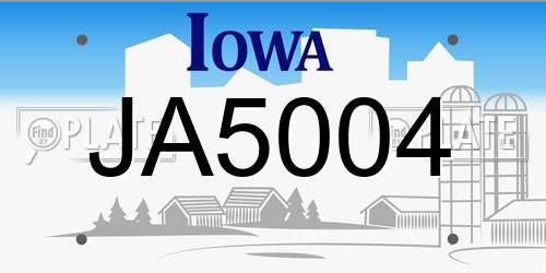 JA5004 Iowa License Plate