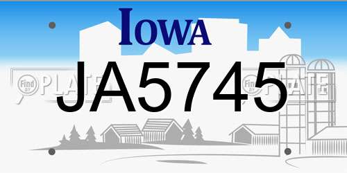 JA5745 Iowa License Plate