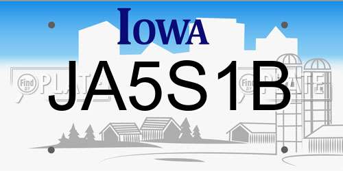 JA5S1B Iowa License Plate
