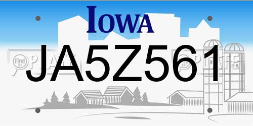 JA5Z561 Iowa License Plate