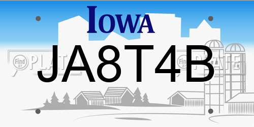 JA8T4B Iowa License Plate