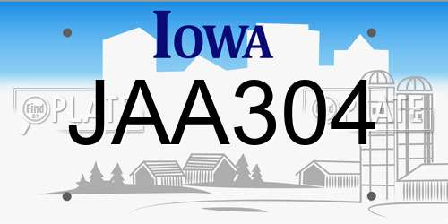 JAA304 Iowa License Plate