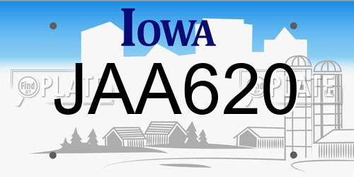 JAA620 Iowa License Plate