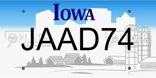JAAD74 Iowa License Plate
