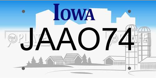 JAAO74 Iowa License Plate