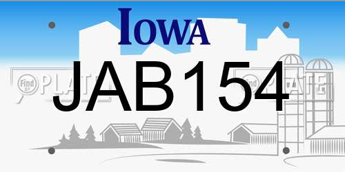 JAB154 Iowa License Plate