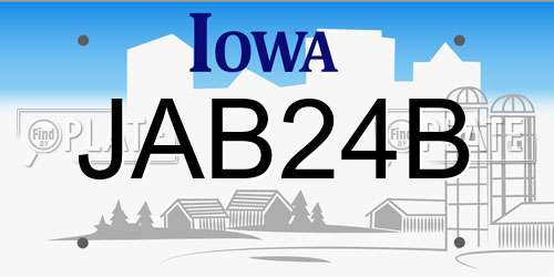 JAB24B Iowa License Plate