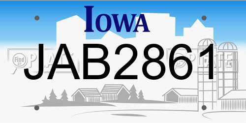 JAB2861 Iowa License Plate
