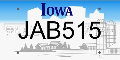 JAB515 Iowa License Plate