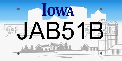 JAB51B Iowa License Plate