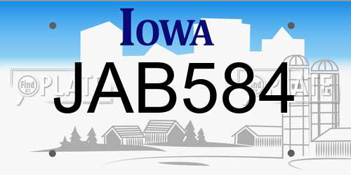 JAB584 Iowa License Plate