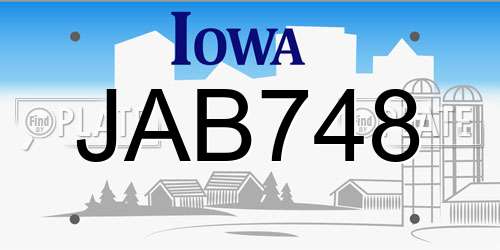 JAB748 Iowa License Plate