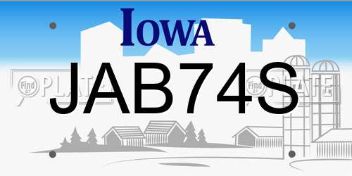 JAB74S Iowa License Plate