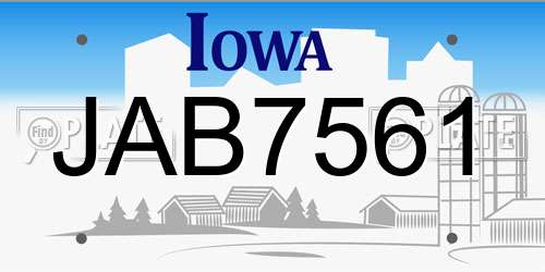 JAB7561 Iowa License Plate