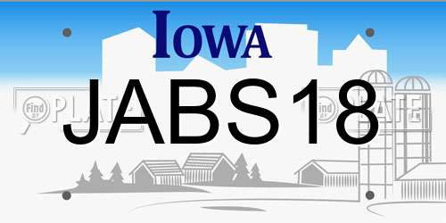 JABS18 Iowa License Plate
