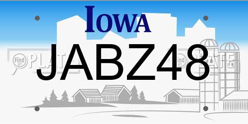 JABZ48 Iowa License Plate