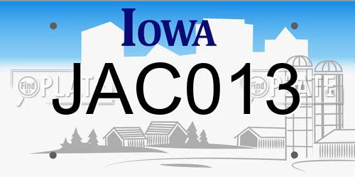 JAC013 Iowa License Plate