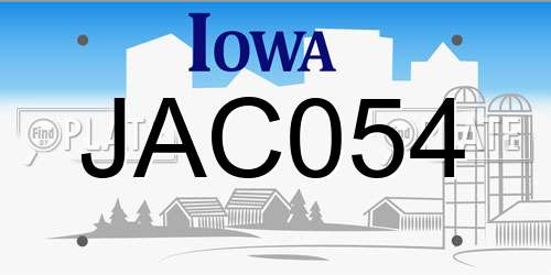 JAC054 Iowa License Plate