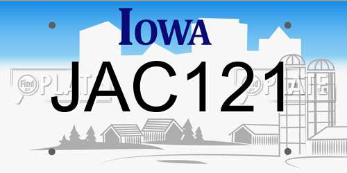 JAC121 Iowa License Plate